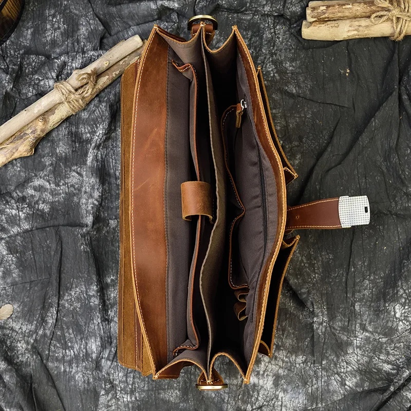 Distressed Large Leather Lenovo Mens Messenger Laptop Bag Briefcase