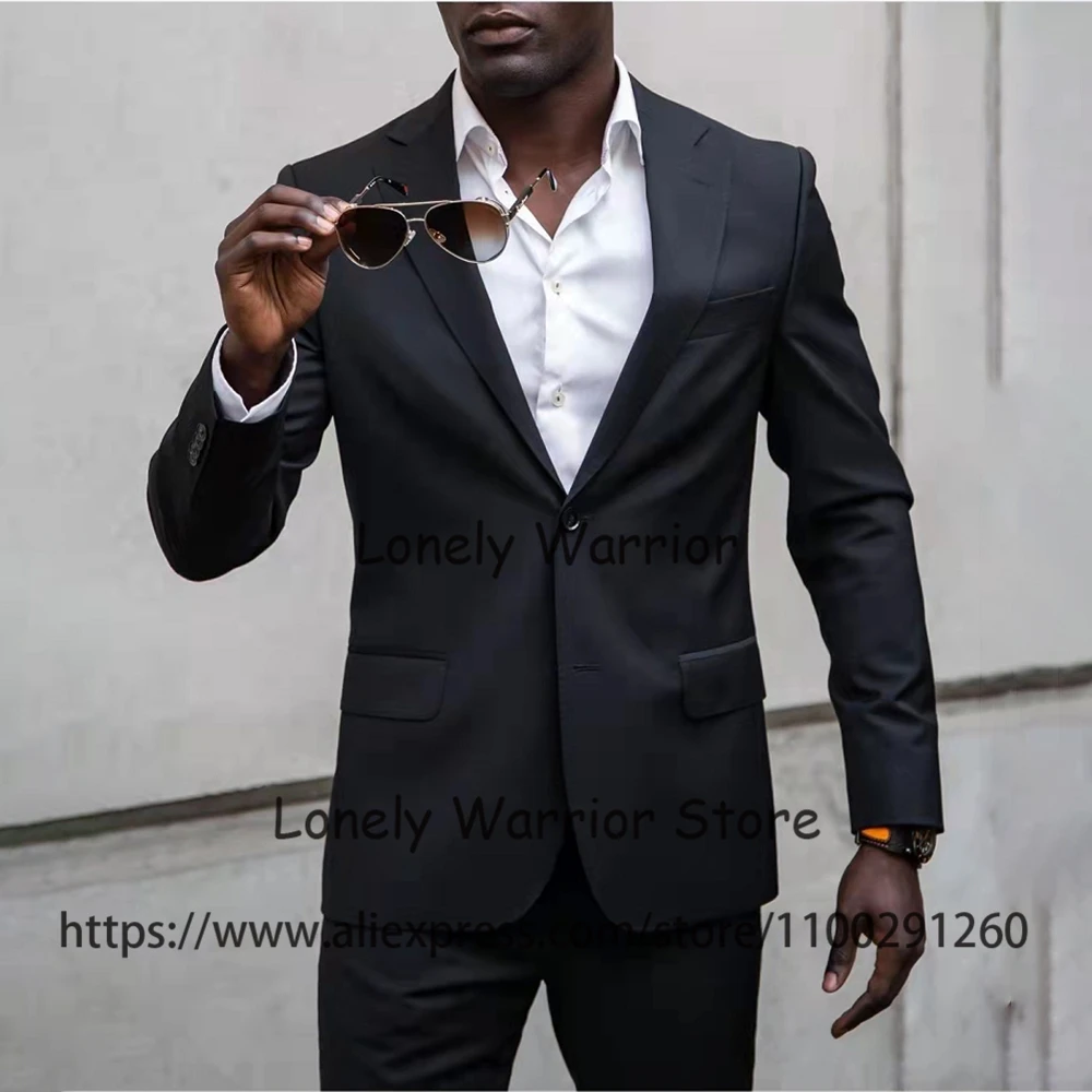 

Модные черные мужские костюмы, приталенный деловой Блейзер, повседневная офисная одежда, комплект из 2 предметов, банкетный пиджак и брюки, мужской костюм