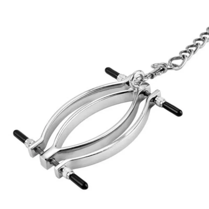 Metal Labia Clip Expansion Device Vaginal Speculum Clitoral Stimulator BDSM Bondage Thigh Labia Spreader Strap Female Sex Toys vagina speculum