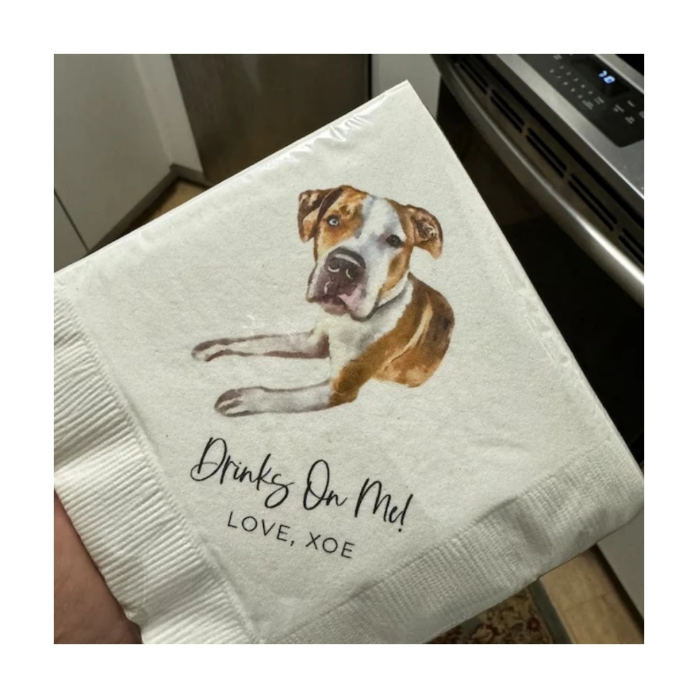 

50 Full Color Personalized Pet Wedding Cocktail Napkins, Custom Wedding Napkins, Dog Cocktail Napkins Wedding, Monogram Wedding