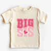BIG SIS/LIL SIS Print Retro Kids T-shirt Short Sleeve Round Neck Casual Tee Top Sister Brother Retro Family Matching Outfits 4