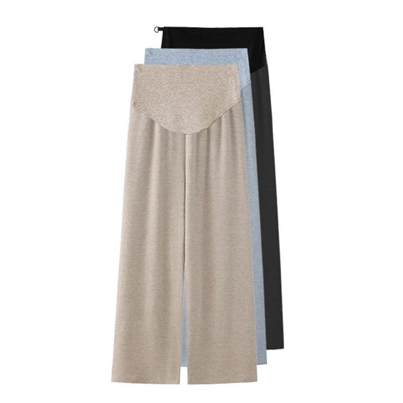 Autumn Winter New Style Pregnant Women's Wide Leg Pants High Waist Straight Legs Maternity Belly Trousers Solid Color Boot Cut 5