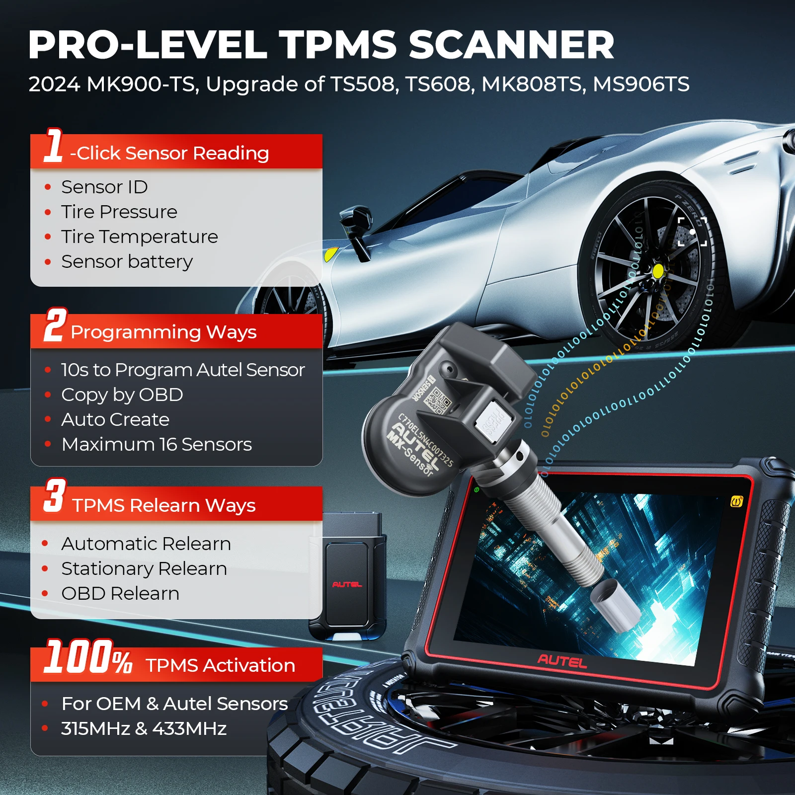 Autel-maxicom MK900-TS双方向診断スキャナー、完全なpmsツール、doip