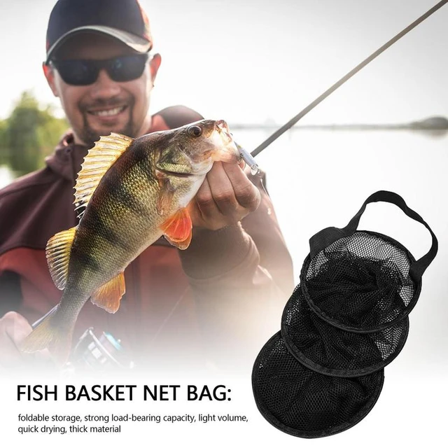 2 Pcs Large Collapsible Floating Fishing Net Foldable Floating Fish Basket  Net Bait Bucket Portable Fish Holder for Caught Fish Mesh Fishing Bait