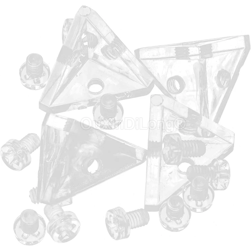 

500PCS Acrylic Corner Brackets Clear Right Angle Brackets Plexiglass 3 Holes Brackets Furniture Support w Mounting Screws GF1288