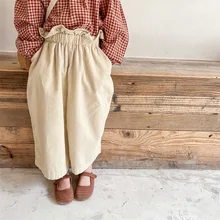

New Girls Corduroy Pants Casual Children Casual Pants Girls Loose Wide Leg Pants Baby Girl Flare Pants Children's Harem Pants