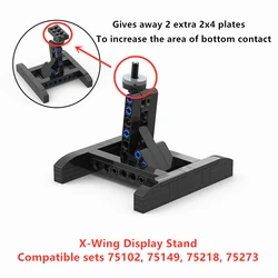 Space Wars W - ing TIE Fighter Display Stand Building Blocks - DIY Assembly Toy Gift - Without box (Short Display Stand)