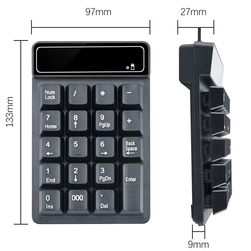 미니 2.4G 무선 USB 유선 숫자 키패드 19 키 Windows XP/7/8 노트북 PC 오피스 용 디지털 숫자 패드 숫자 패드 키보드