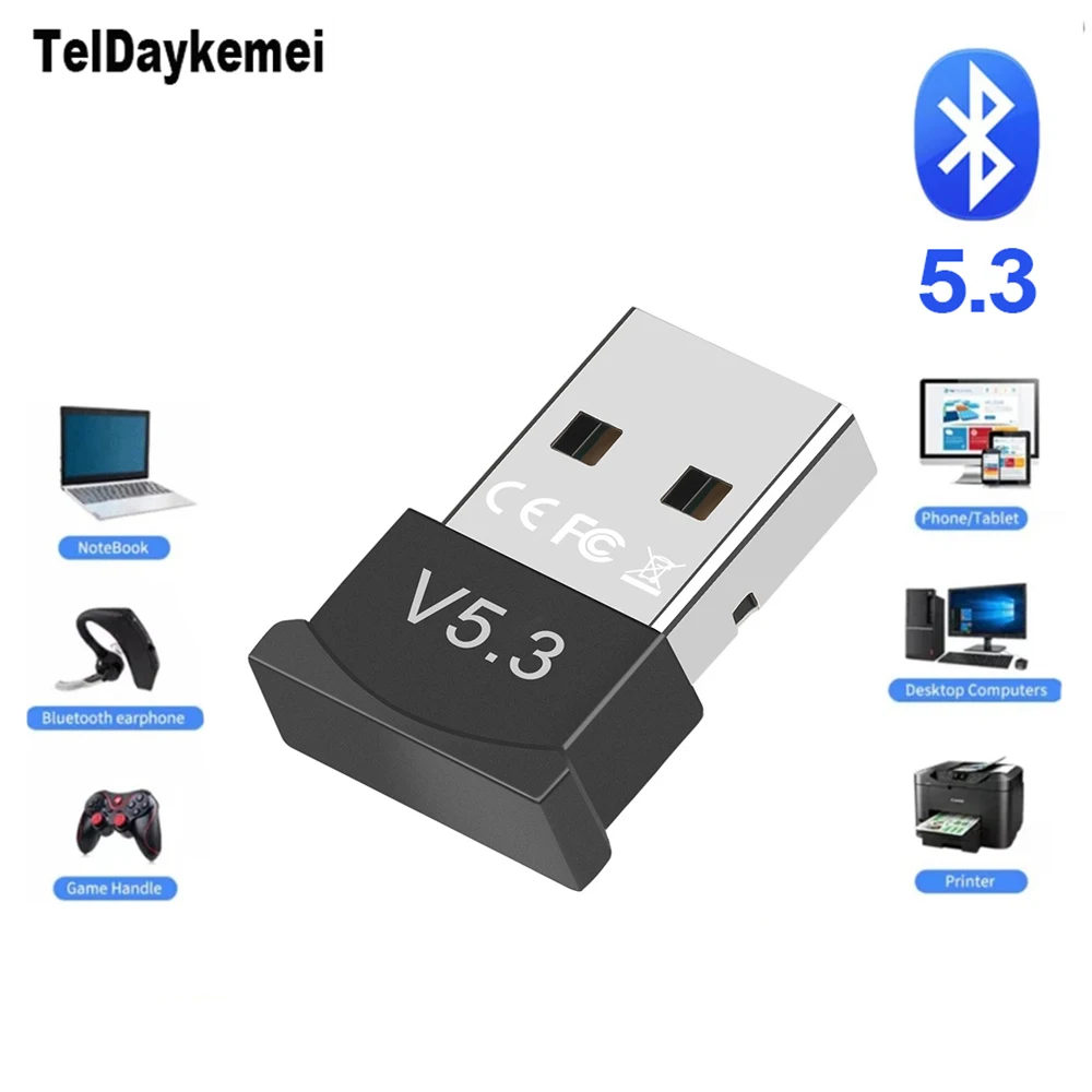 USB Bluetooth 5.3 Adapter Transmitter Receiver Bluetooth Audio Bluetooth Dongle Wireless USB Adapter for Computer PC Laptop