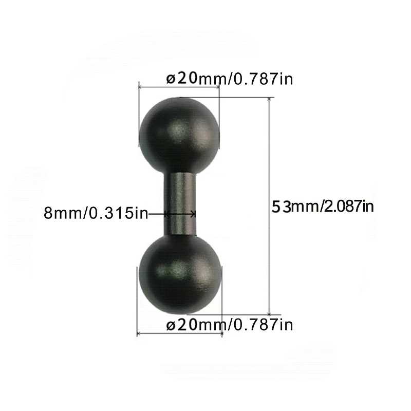 알루미늄 합금 더블 볼 헤드 15mm/17mm 20mm/25mm 볼 헤드 연결로드 오토바이 카메라 브래킷 변환 액세서리