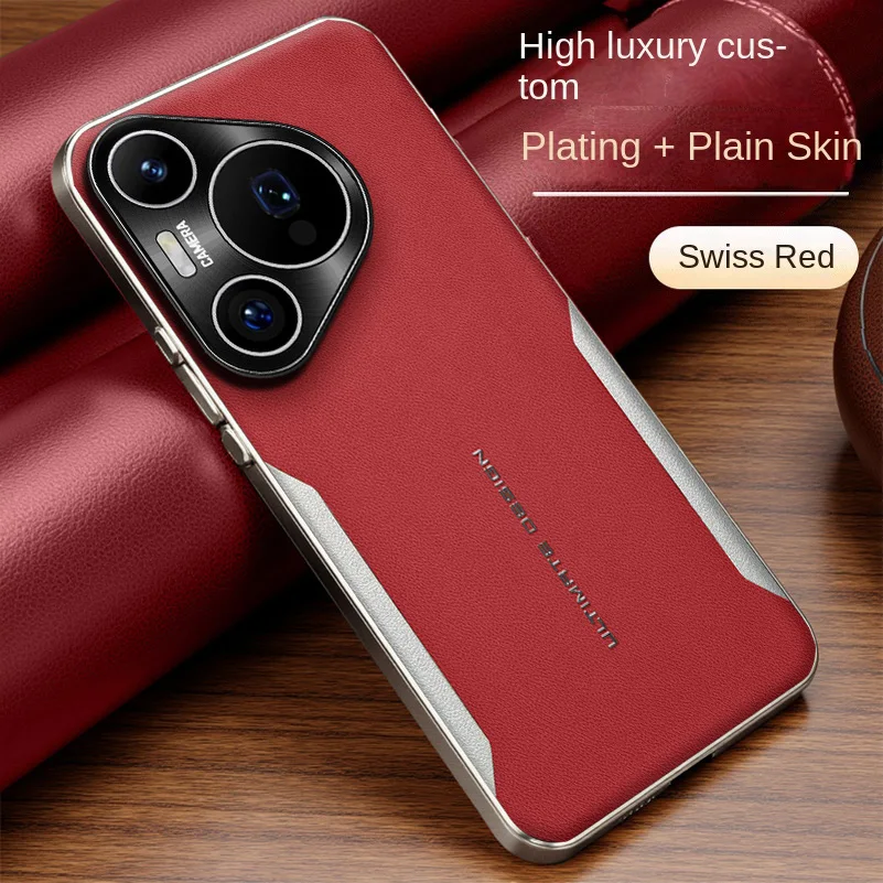 Color-Blocked Plain Leather Lens Case