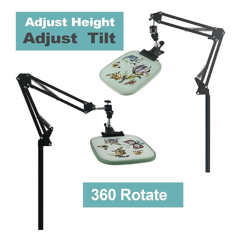 Embroidery Hoop Holder Lap Stand- Cross Stitch Holder Stand Metal Embroidery Stand Adjust For Hoops Durable A