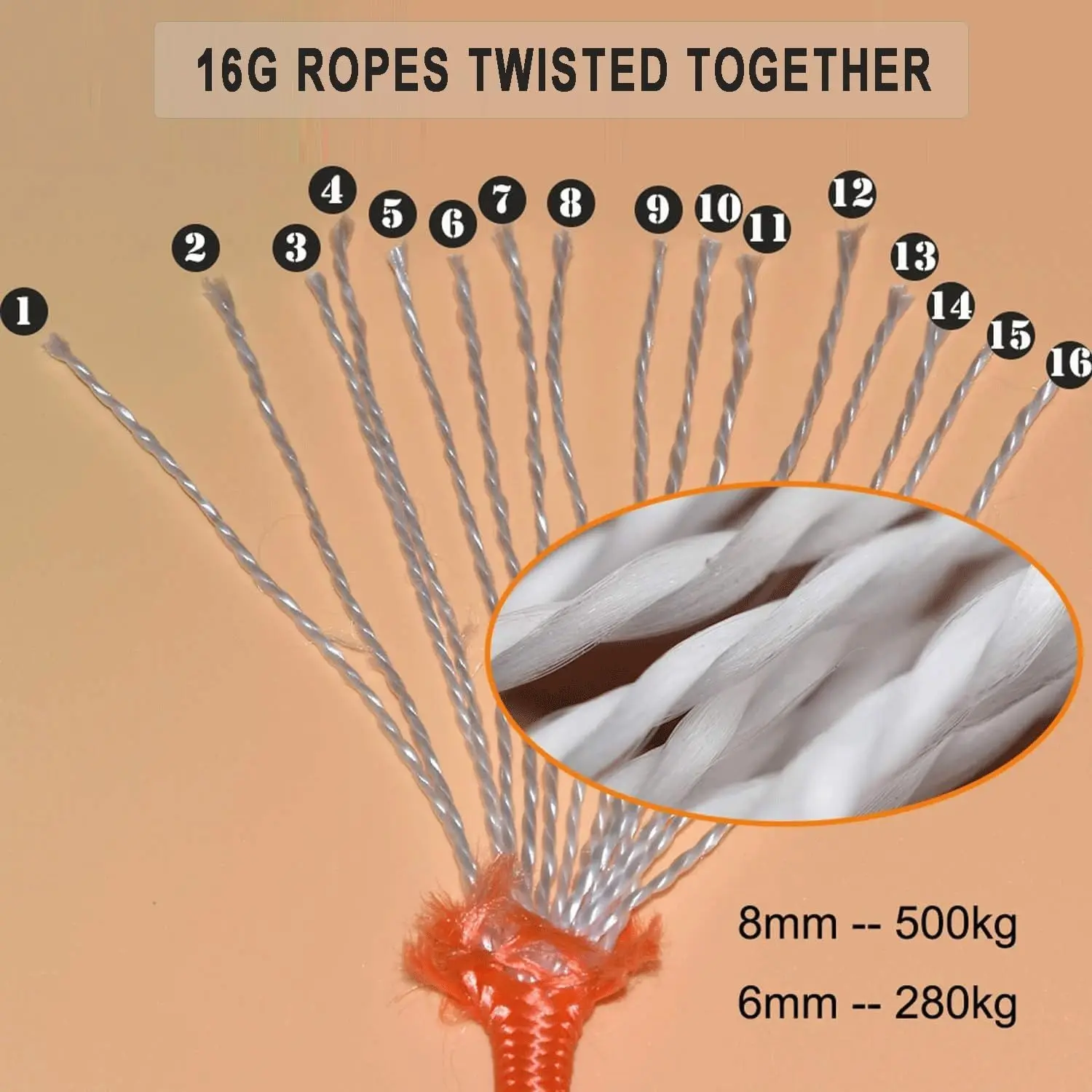 52ft Outdoor Climbing Rope with 2 Steel Hooks 6