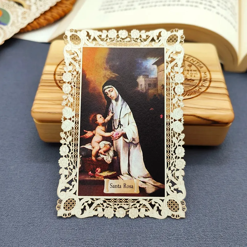 Catholic Christian Saint Rose Decorative Holy Lace Card 7x11cm Bookmark Christ Religious Figures Icons Gift
