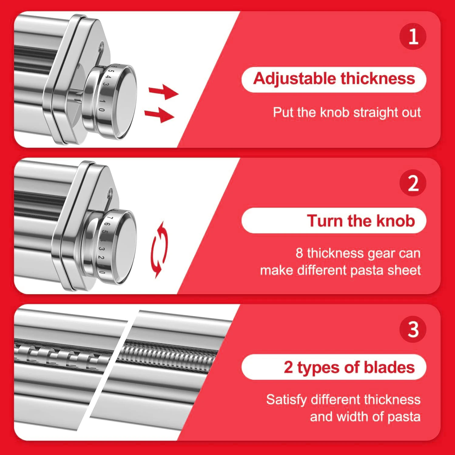 Stainless Steel Spaghetti Cutter for Kitchen Aid Pasta Attachment for KitchenAid Stand Mixers Noodle Makers with Brush Kitchen