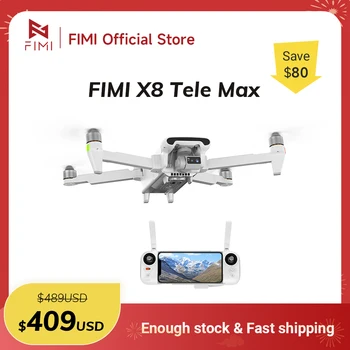 Drone FIMI X8 Tele Max 4K professionale, 30 minuti di autonomia, portata di 20 km, originale, doppia fotocamera 60fps, gimbal a 3 assi e visione notturna AI.