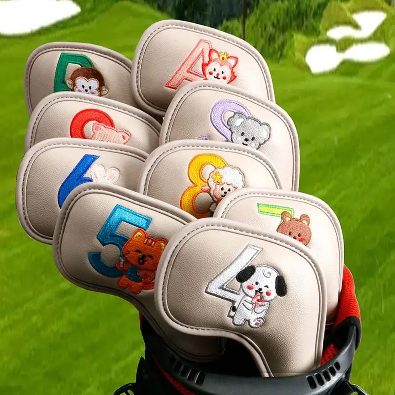 

Golf Club Cover Rustproof Mens Golf Driver Cover Double-sided Digital Embroidery 9pcs Golf Accessories For Men Waterproof