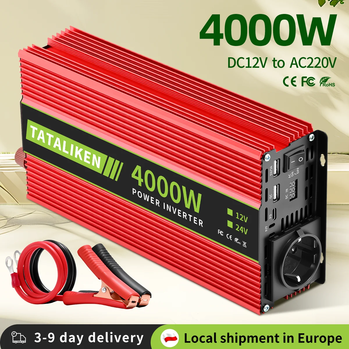 Profesjonalna jednostka zasilania 4000W 220V/50Hz do zasilania pojazdów i zastosowań domowych, gniazdo EU i wyświetlacz cyfrowy