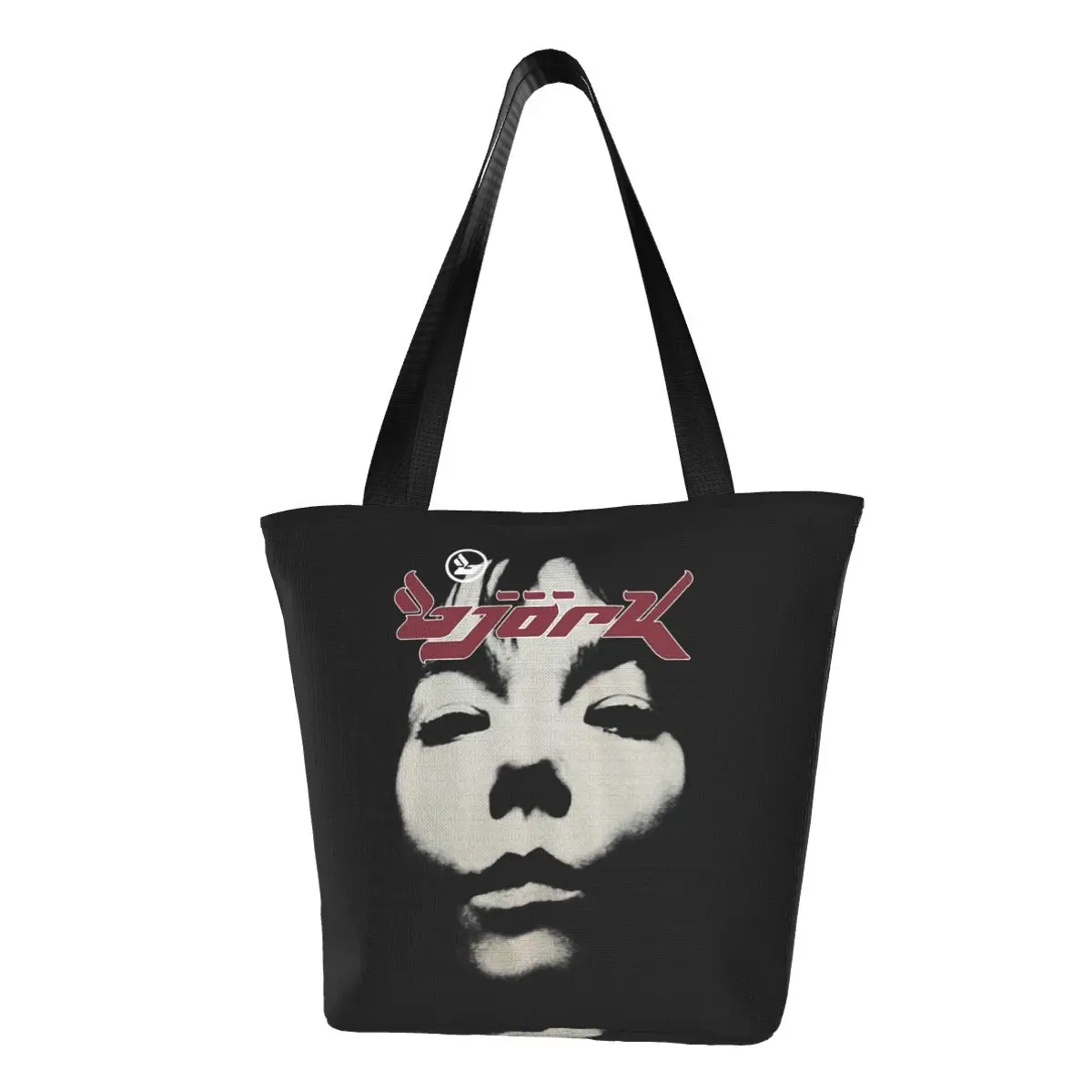 

Сумка-тоут с забавным принтом 90-х, винтажный шоппер Бьорк из переработанной холщовой ткани, сумка на плечо для Исландии, певицы