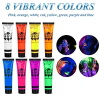 UV Neon Oil Face and Body Art Paint, 8 Tubes Glow in the Dark Body Paints Makeup, Neon Fluorescent Glow in Dark Party Cosmetics 2