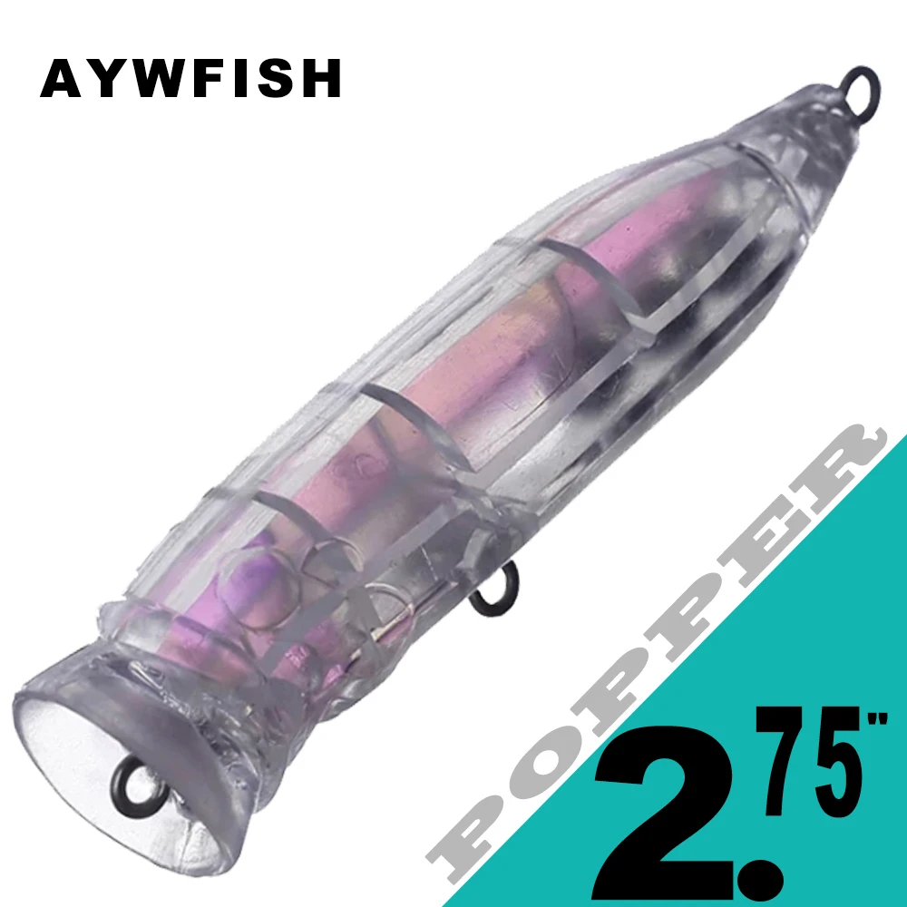 

AYWFISH 10 шт./лот Неокрашенная Поппер топвотер Приманка 7 см 7,9 г голографический воблер с внутренней стороны приманка с большим ртом заготовки тела
