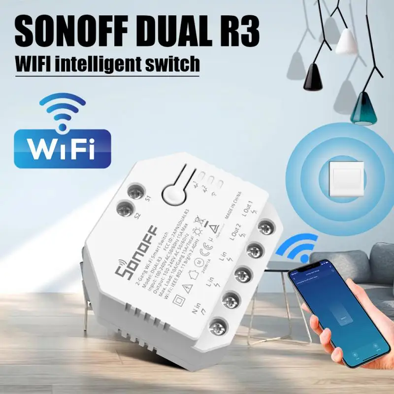 Sonoff Dual R3 2 Gang Dual Diy Mini Smart Switch Modulo Relè Misurazione Di Potenza Smart Home Control Tramite Ewelink Alexa Google Home
