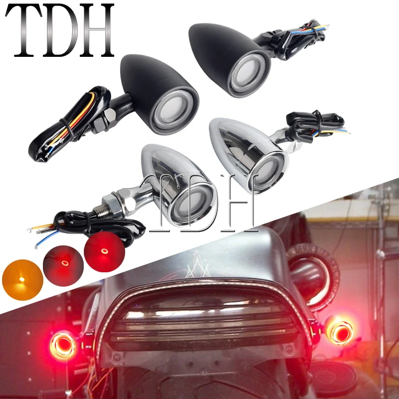 Motorcycle Flashing LED Turn Signals Brake Blinker Light 12V For Harley