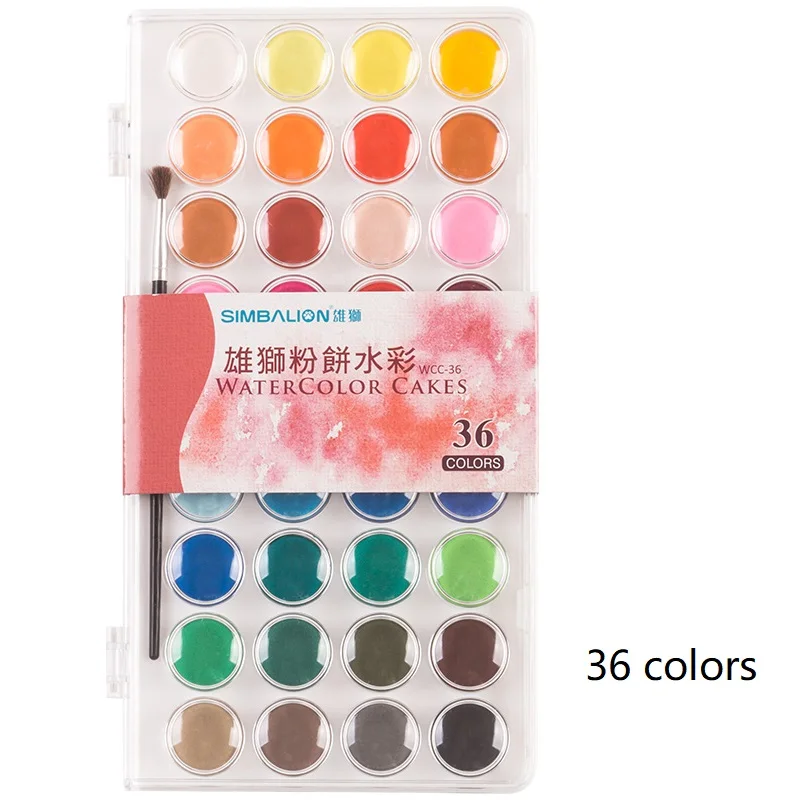 Simbalion WCC 16/36 colors Solid Watercolor Paint Beginner use Watercolor Cakes