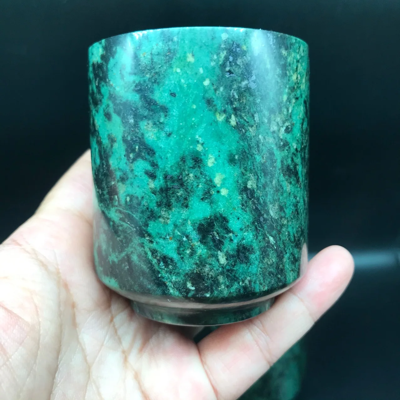 Dark Green Jade Teacups Health Gongfu Teaware Healing Magnetic Stone Straight Cup Genuine Chinese Jades Kung Fu Teaset ceramic coffee cup set