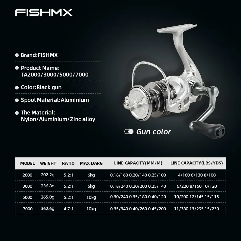 FishMX 초경량 스피닝 낚시 릴, 최대 드래그 10kg, 잉어 파이크 배스 낚시 코일