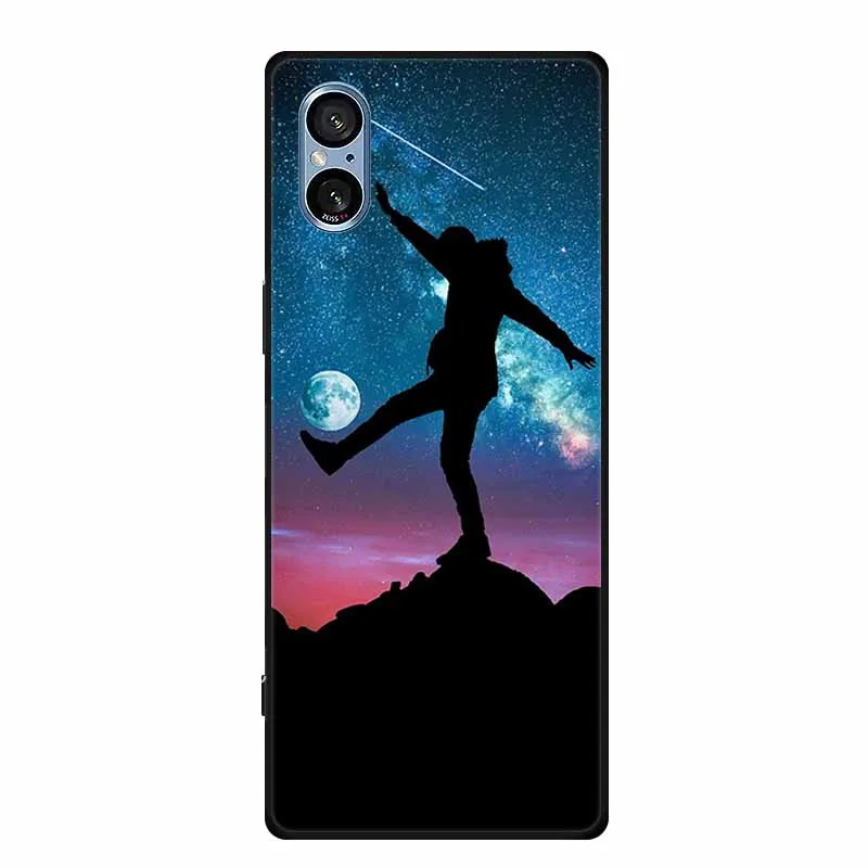 Stylish Black Silicone Soft Phone Case with Fashion Pictures