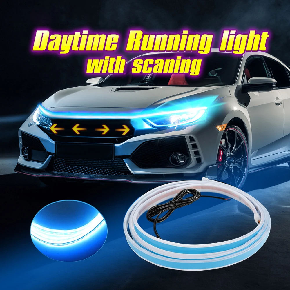 180cm 12v Diy Car Hood Light Start Scan Dynamic Car Led Drl Hood Light Strip Daytime Running