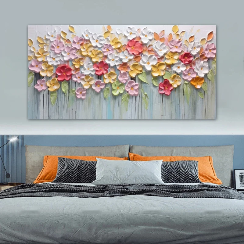 thumbnail image 1 of Pintura de flores de una pieza, impresiones abstractas en lienzo, imagen de arte de pared para sala de estar, envío gratis, decoración moderna del hogar sin marco, 1 of 4