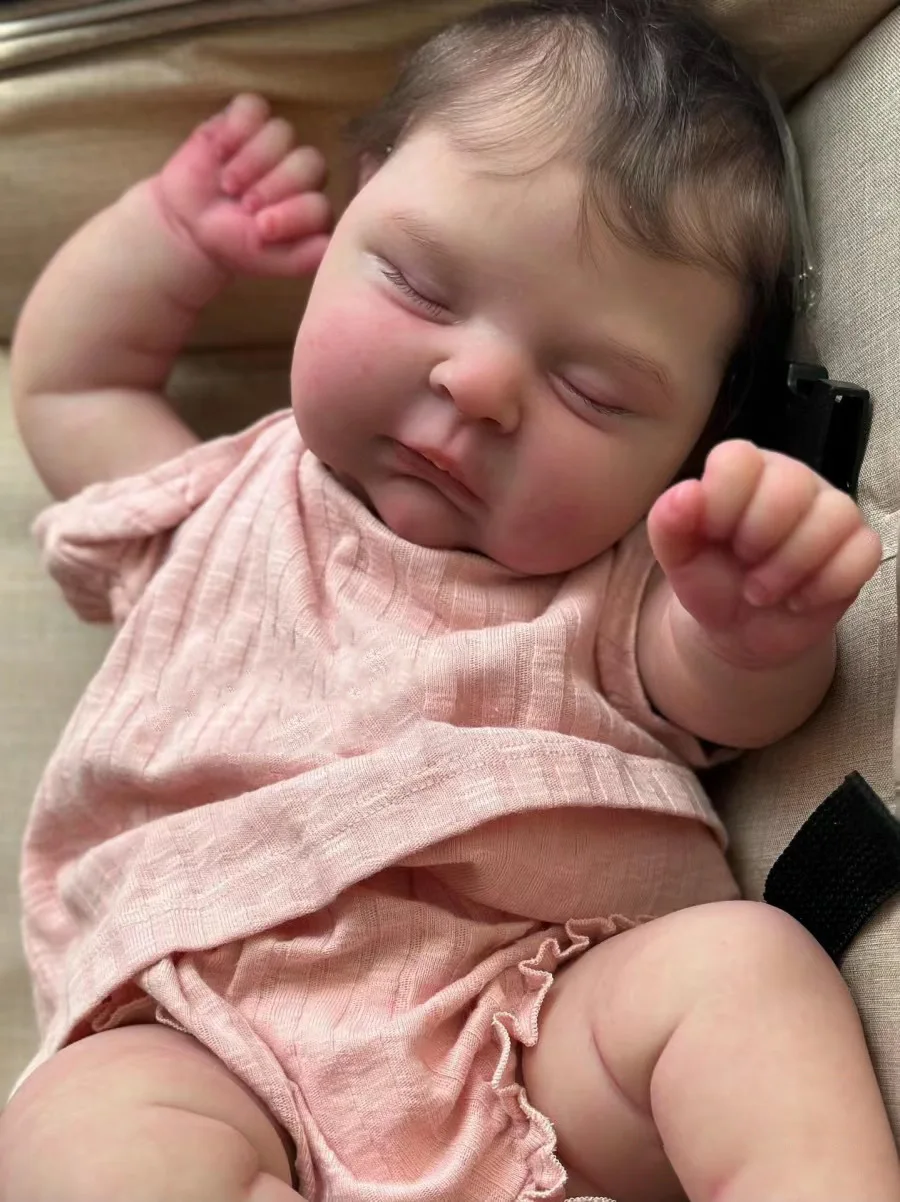 49CM Peaches Newborn Baby Doll Bebe Reborn Sleeping Soft Silicone Flexible 3D Skin Tone with Visible Veins Hand Rooted Hair 20 inches bebe reborn doll kit misha by linda fresh color doll parts flexible vinyl reborn baby dolls