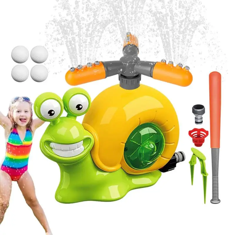 

Water Sprinkler For Kids Outdoor Toys Toddler Sprinkler Toy Snail Sprinklers With Baseballs & Bat Outside Games Water Toys Kids