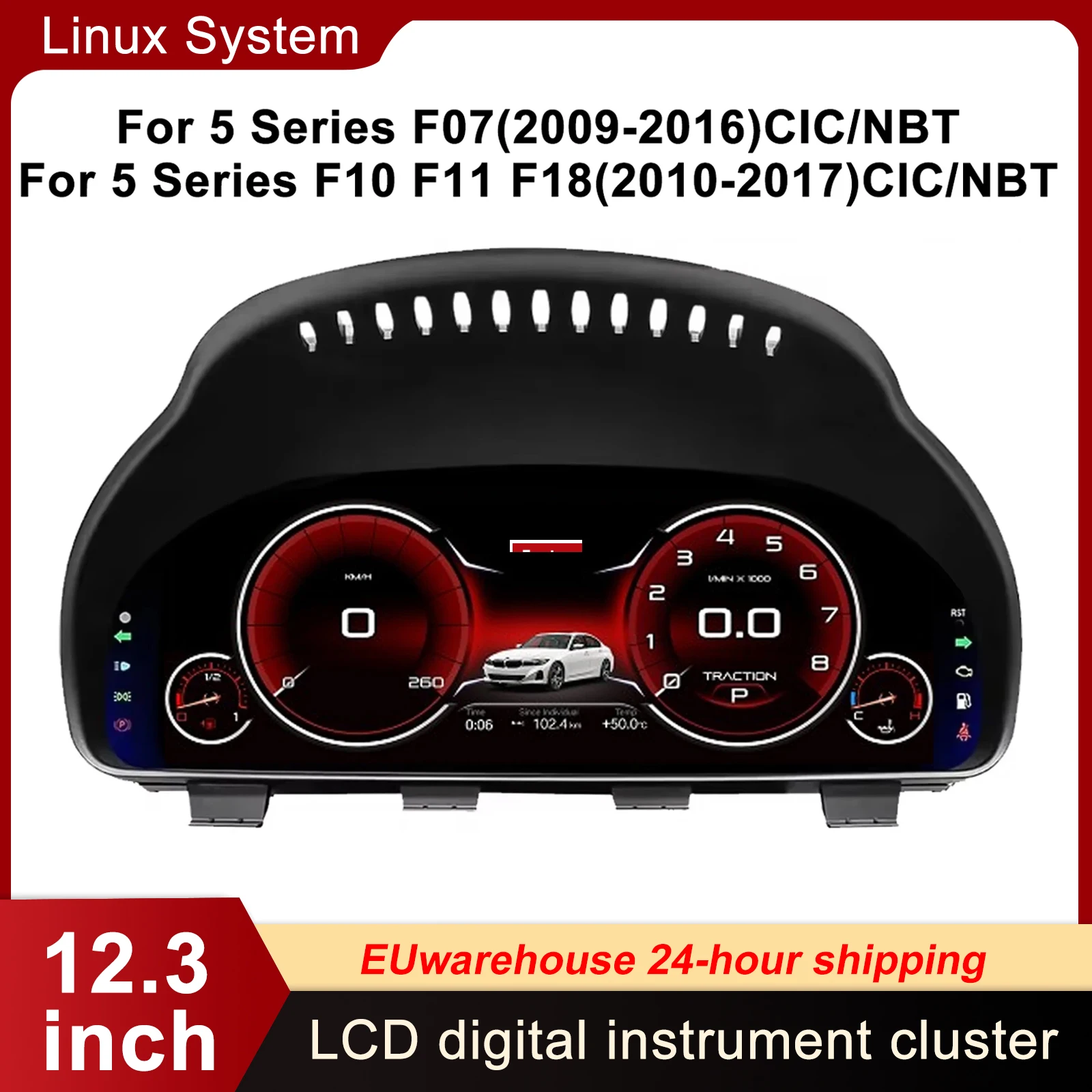 Panel de Instrumentos Digital para BMW Serie 5/6/7 X3/X4/X5/X6 F01 F07 F10 F15 F16 F18 F25 F26 Velocímetro Tablero de Instrumentos Plug and Play 1