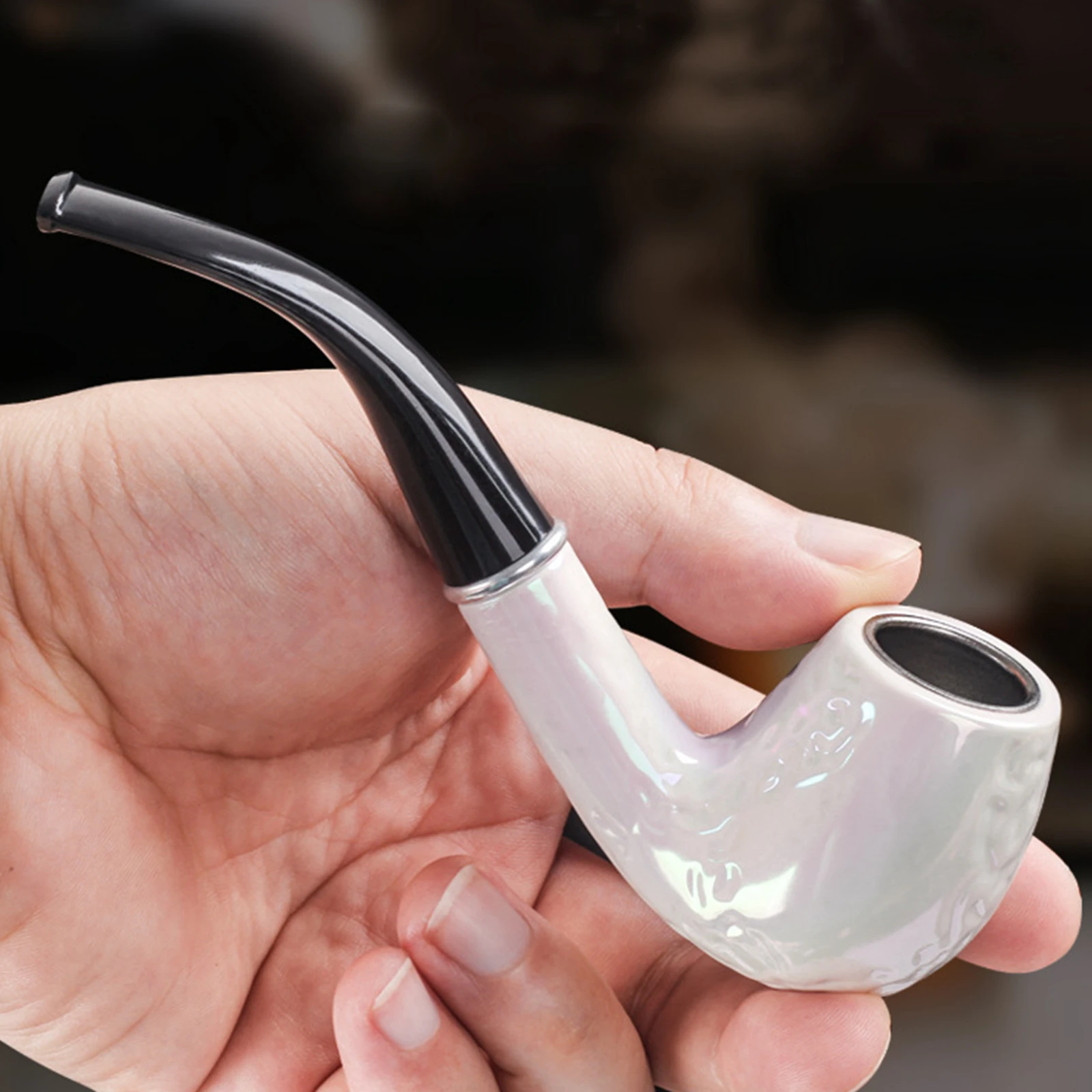 Resin Wooden Tobacco Pipe Curved Filter Tobacco Pipe Smoking Accessories 1pc