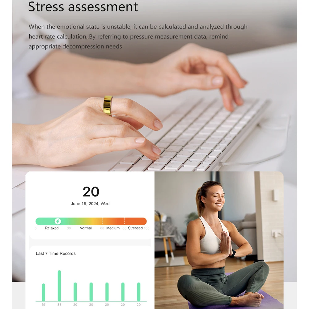 SR02 Smart Ring Stainless Steel Health Monitoring Life Waterproof Multi-sport Modes Heart Rate Blood Oxygen Tracker Ring