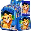 3Pcs Kids Backpack for Boys, 16" Lion Bookbag with Lunch Box, School Backpacks Set for Elementary Preschool Kindergarten 1