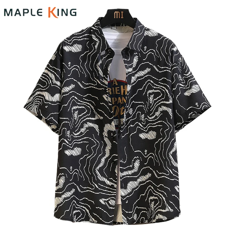 

Рубашка мужская пляжная с винтажным принтом, модный топ, Свободный кардиган с цветочным принтом для отпуска, уличная одежда, лето 2024