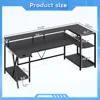 Gaming Desk 70.8'' with LED Lights and Storage Shelves, Computer Desk with Monitor Stand, Power Outlets and Cup Holder, Large P 2
