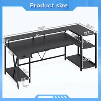 Gaming Desk 70.8'' with LED Lights and Storage Shelves, Computer Desk with Monitor Stand, Power Outlets and Cup Holder, Large P 2