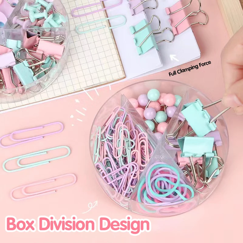 Color Paper Clip Long Tail Clip Push Pin Four Grid Box Office Combination Set I-shaped Nail Boat Shaped Needle