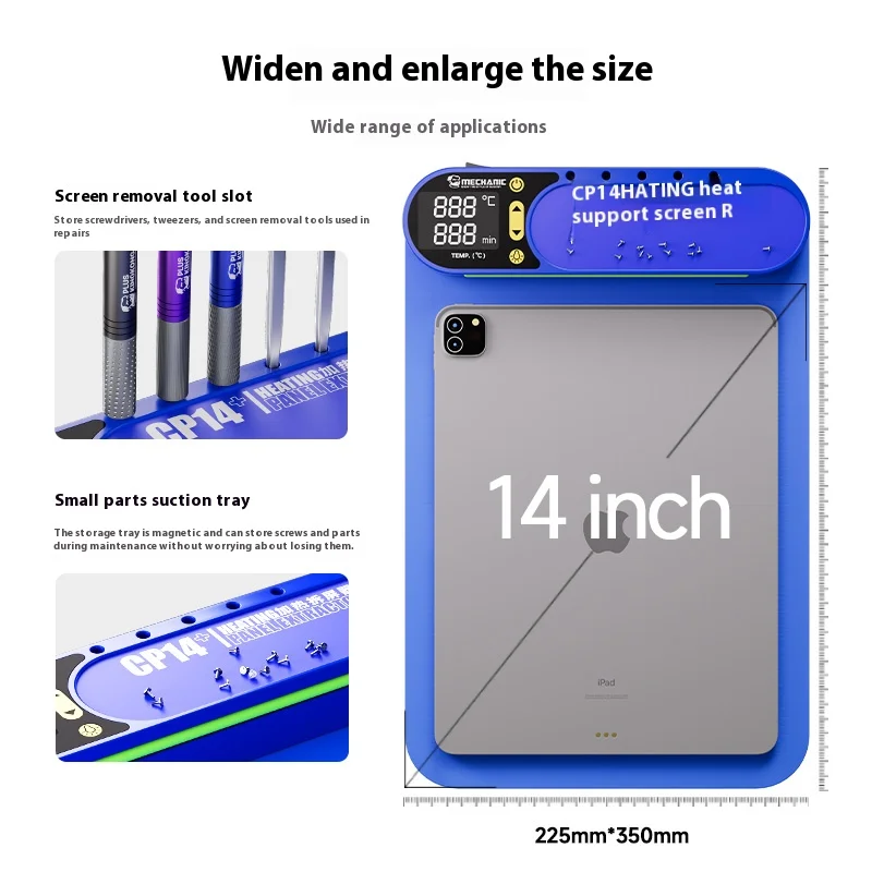 Piastra Riscaldata Per Separare Schermi LCD Di Cellulari E IPad – Tappetino In Silicone Con Doppio Strato E Luci LED (295x210mm)