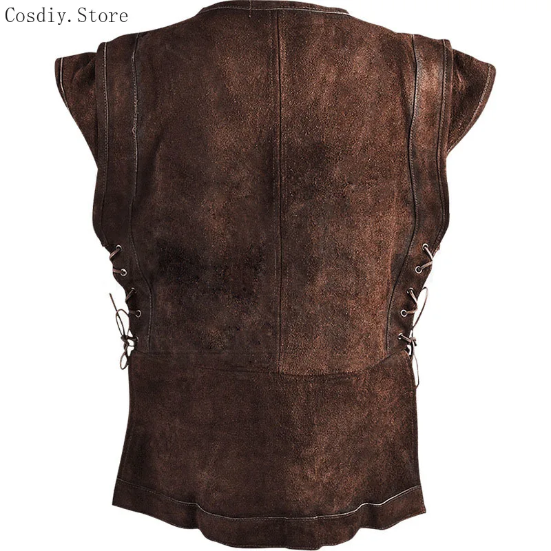 Gilet Medievale, Tunica, Camicia, Costume da Cavaliere Vichingo, Top per Adulti, T-Shirt in Camoscio, Abbigliamento LARP, Giubbotto Senza Maniche, Stile Rinascimentale per Uomo - immagine 2