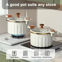 Pots de cuisson en émail de grande capacité, marmite à ragoût à Double manche, antiadhésive, multifonctionnelle, pour la maison, adaptées à la cuisine 1