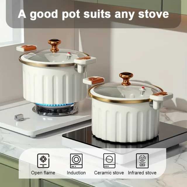 Pots de cuisson en émail de grande capacité, marmite à ragoût à Double manche, antiadhésive, multifonctionnelle, pour la maison, adaptées à la cuisine 1