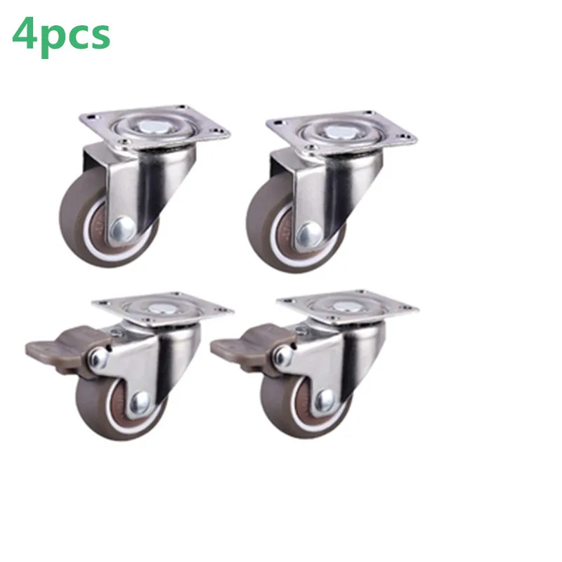 Soft Swivel Rubber Wheels Silver for Platform Trolley Chair or Household Accessories Replacement Equipment 4-Piece Pack |