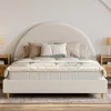 Cloud Bed Frame with Arch Shaped Headboard, Upholstered in Soft Fabric, Platform Beds Frames with Solid Wood Legs, Bed Frame 1