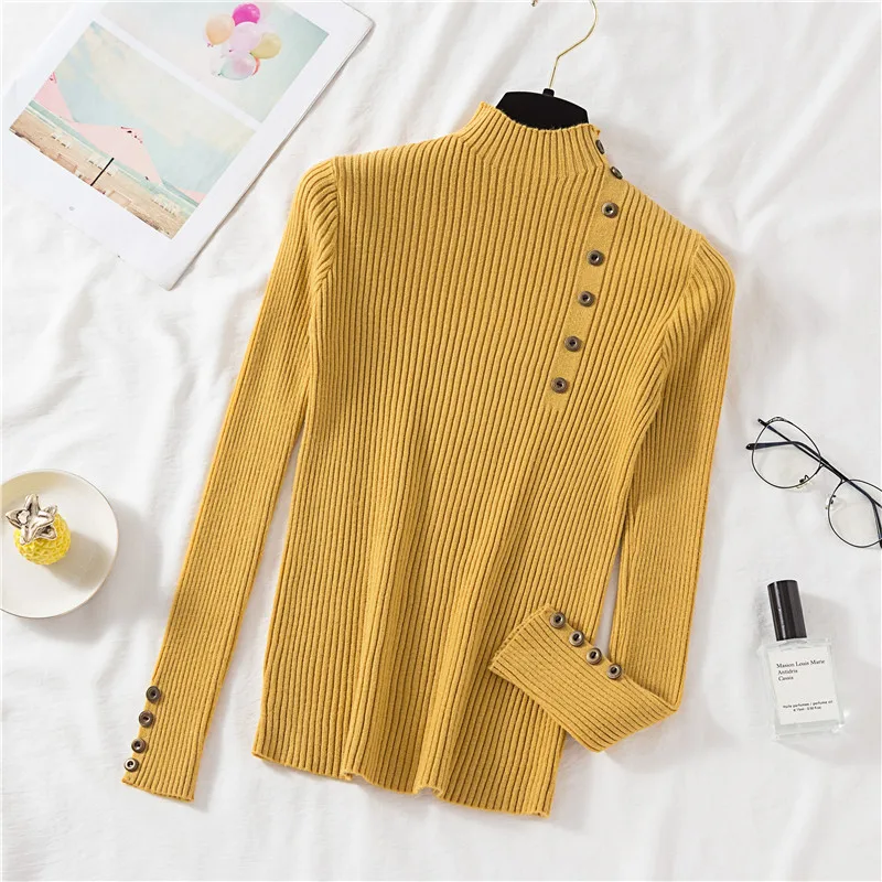 Half High Neck Sweater for Women's Autumn and Winter New Style Pullover Knit Sweater with Slim Fit Underneath 170